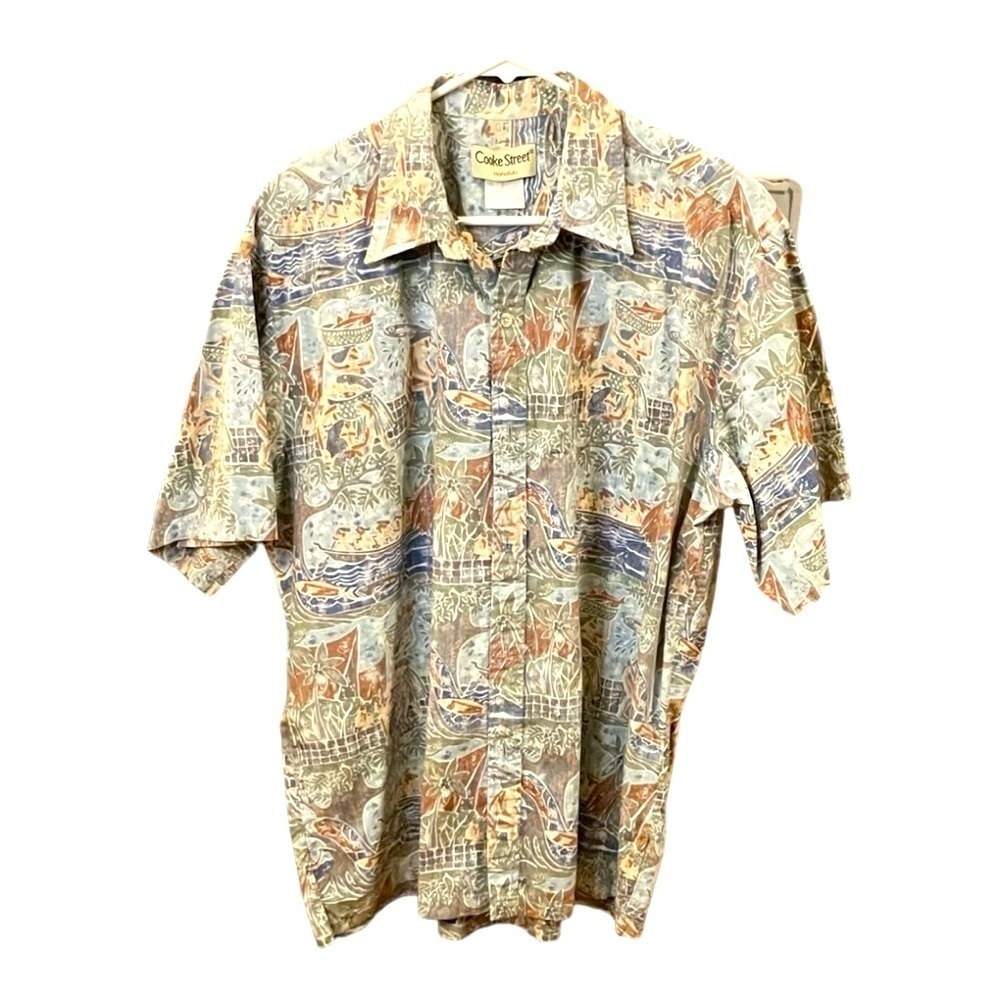 Cooke Street Hawaiian Shirt XL | Cotton Marine Fish Pattern
